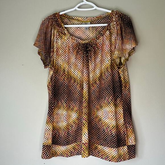 Worthington Green / Pink Short Sleeve Blouse Size 1X - Picture 11 of 11